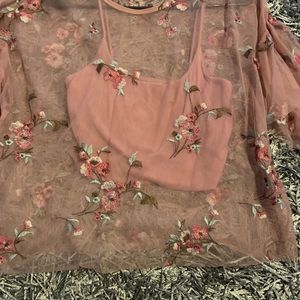Blush colored blouse two pieces set